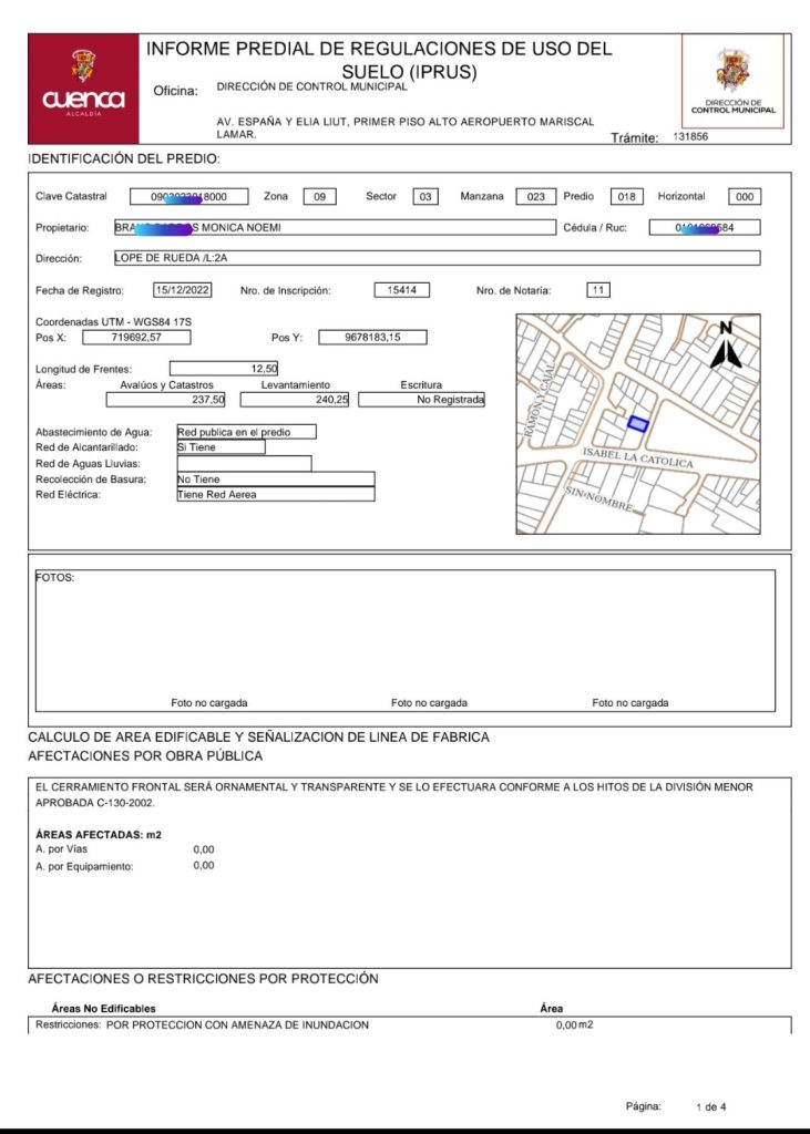 ¿Qué es el Iprus-Licencia Urbanística-Línea de fábrica en Cuenca? 1 Ejemplo de IPRUS Cuenca 1 de 4